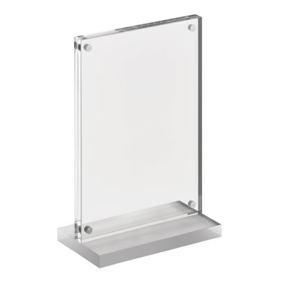 Soporte expositor en T magnético con base transparente mate A6 - 105 x 148 mm  | formato vertical 