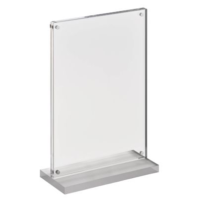 Soporte expositor en T magnético con base transparente mate formato vertical | A5