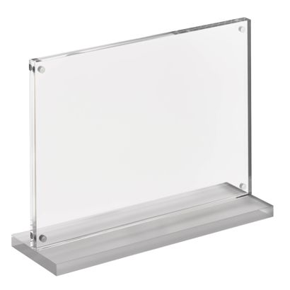 Soporte expositor en T magnético con base transparente mate formato horizontal | A5