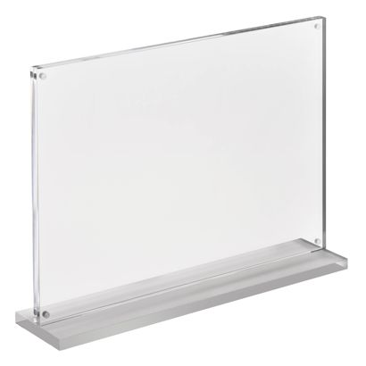Soporte expositor en T magnético con base transparente mate formato horizontal | A4