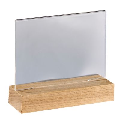 Soporte metacrilato con base de madera formato horizontal | null | A6