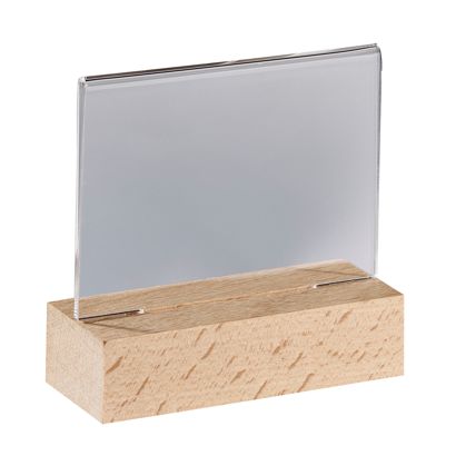 Soporte metacrilato con base de madera formato horizontal | null | A7