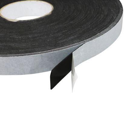 Cinta adhesiva de espuma de PE de doble cara, negro, 1 mm de espesor, adherencia fuerte, EL100-02 25 mm