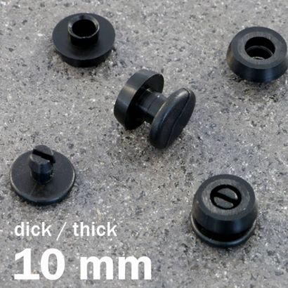 Remaches a presión de plástico, versión gruesa negro  | 10 mm