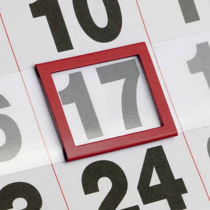 Indicador de fechas clásico, E3 (20 x 28 mm interior), rojo,  para ancho de calendario de 300 mm ventana clásica E3, 20 x 28 mm interior, 26 x 35 mm exterior | null
