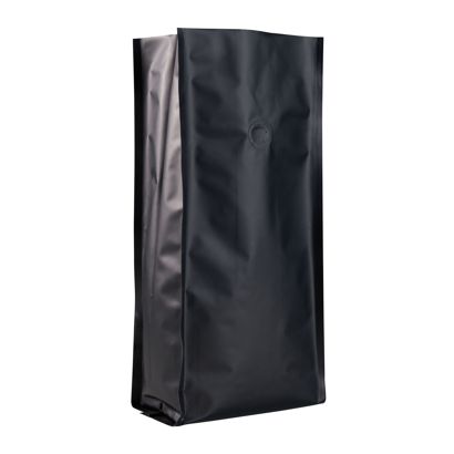 Bolsa de café con válvula, negra 375 x 140 mm 