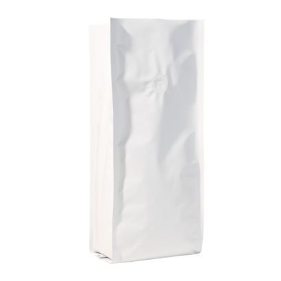 Bolsa de café con válvula, blanca 375 x 140 mm  