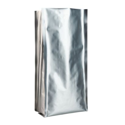 Bolsa de café con fondo reforzado K-seal, plata 420 x 170 mm