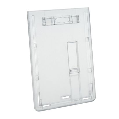Funda tarjeta identificativa, plástico duro con deslizador transparente, formato vertical 