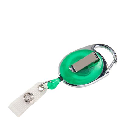 Yoyo porta credenciales con clip para cinturón verde|transparente 