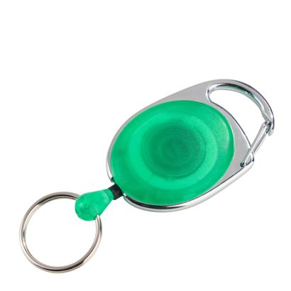 Llavero extensible con anilla verde|transparente 