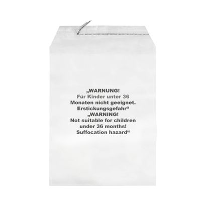 Bolsas con solapa con estampado de advertencia, resellables, lámina de PP, transparentes 