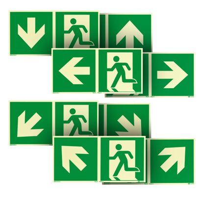 Señal Salida de emergencia, fotoluminiscente, plástico, ISO 7010 