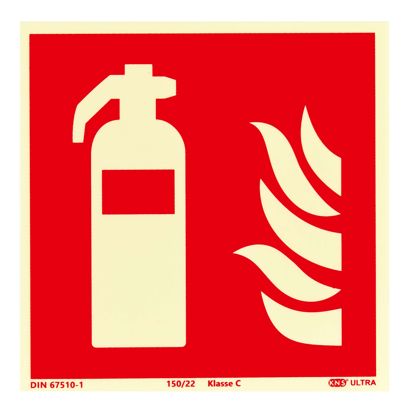 Señal Extintor, fotoluminiscente, plástico, ISO 7010 150 x 150 mm