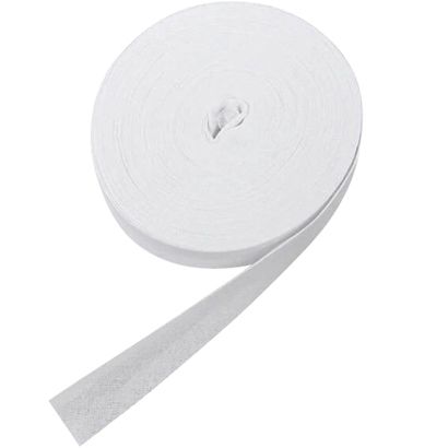 Cinta al bies de algodón, 20 mm, blanco (rollo de 25 m) 