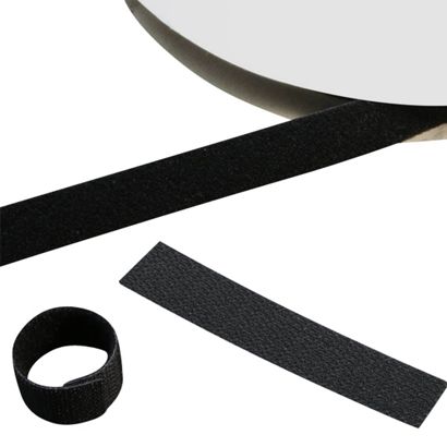 Bandas de gancho y bucle a ambos lados, rollo de 5 m, negro 