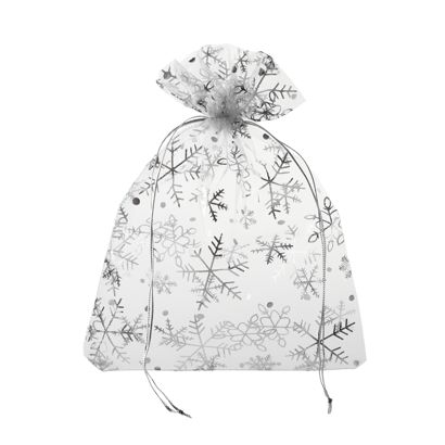 Bolsitas de organza con motivos navideños 150 x 200 mm | Copo de nieve/cristal de hielo