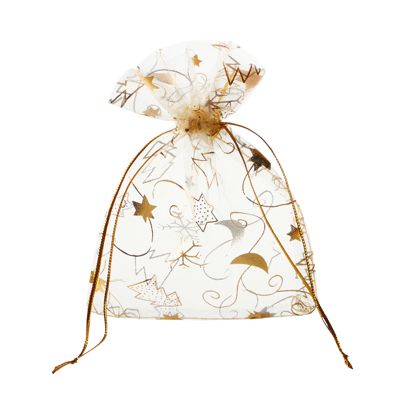 Bolsitas de organza con motivos navideños 80 x 100 mm | Navidad