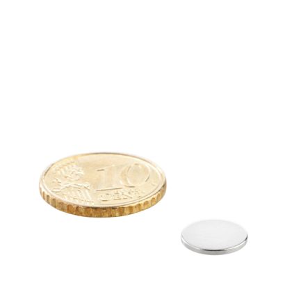 Imanes de neodimio con forma de disco 10 mm x 1 mm | N35, axial (paralelo a la altura)