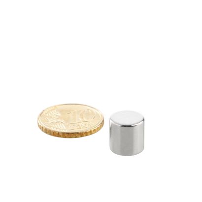 Imanes de neodimio con forma de disco 10 mm x 10 mm | N35, axial (paralelo a la altura)