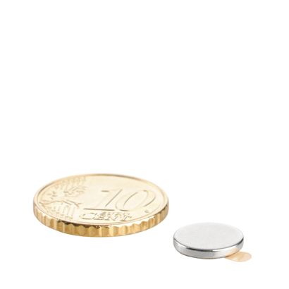 Imanes de neodimio con forma de disco, autoadhesivos null | 10 mm x 1,5 mm | null