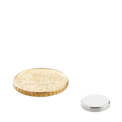 Imanes de neodimio con forma de disco 10 mm x 2 mm   | N35, axial (paralelo a la altura) 
