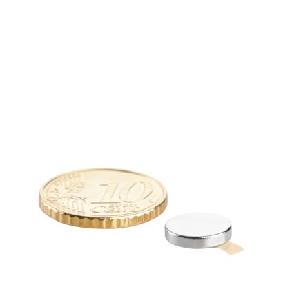 Imanes de neodimio con forma de disco, autoadhesivos null | 10 mm x 2 mm | null