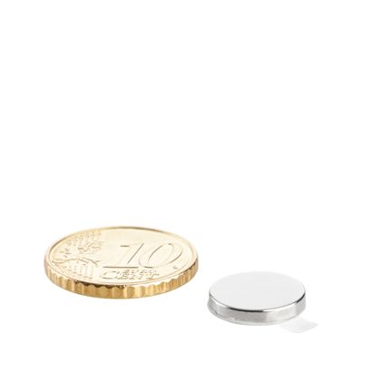 Imanes de neodimio con forma de disco, autoadhesivos 12 mm x 2 mm  | plata  | 3M 4920  
