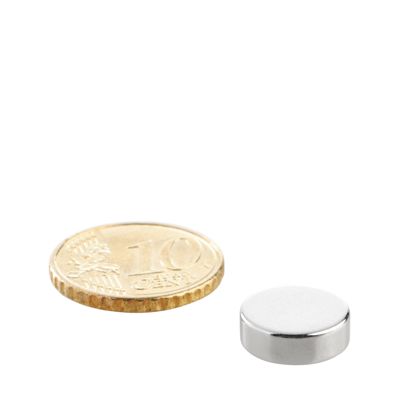 Imanes de neodimio con forma de disco 12 mm x 4 mm | N45, axial (paralelo a la altura)