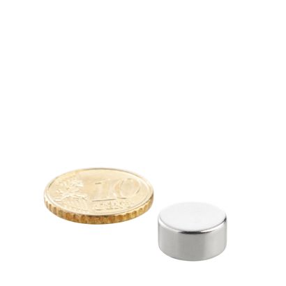 Imanes de neodimio con forma de disco 12 mm x 6 mm | N45, axial (paralelo a la altura)