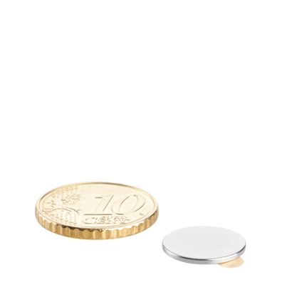 Imanes de neodimio con forma de disco, autoadhesivos null | 13 mm x 1 mm | null