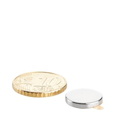 Imanes de neodimio con forma de disco, autoadhesivos null | 13 mm x 2 mm | null