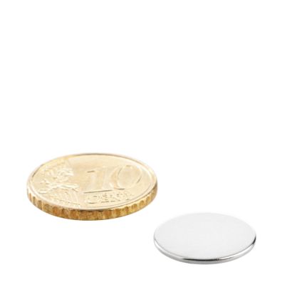 Imanes de neodimio con forma de disco 15 mm x 1 mm | N35, axial (paralelo a la altura)