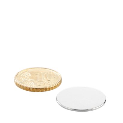 Imanes de neodimio con forma de disco 20 mm x 1 mm | N35, axial (paralelo a la altura)