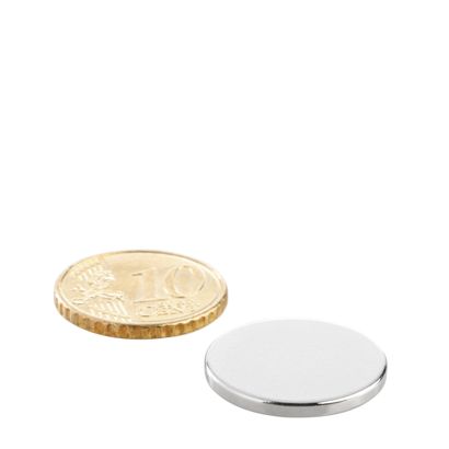 Imanes de neodimio con forma de disco 20 mm x 2 mm | N35, axial (paralelo a la altura)
