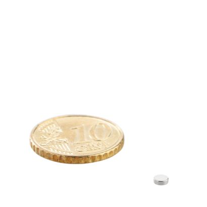 Imanes de neodimio con forma de disco 3 mm x 1 mm | N48, axial (paralelo a la altura)