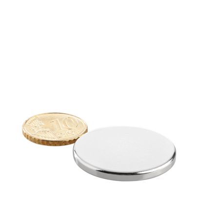 Imanes de neodimio con forma de disco 30 mm x 3 mm | N45, axial (paralelo a la altura)