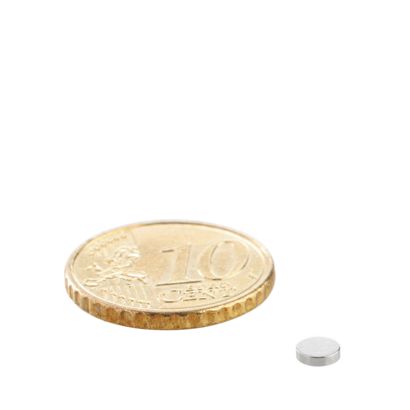 Imanes de neodimio con forma de disco 4 mm x 1 mm | N45, axial (paralelo a la altura)