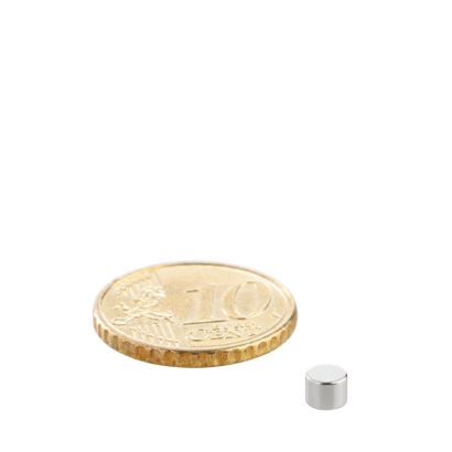 Imanes de neodimio con forma de disco 4 mm x 3 mm | N35, axial (paralelo a la altura)
