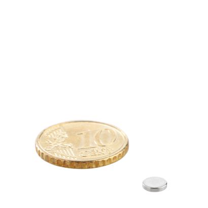 Imanes de neodimio con forma de disco 5 mm x 1 mm | N45, axial (paralelo a la altura)