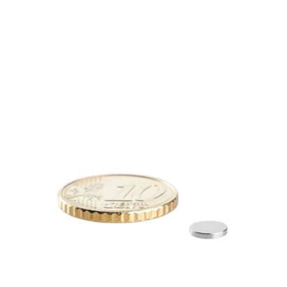 Imanes de neodimio con forma de disco 6 mm x 1 mm   | N45, axial (paralelo a la altura) 