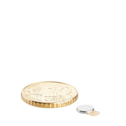Imanes de neodimio con forma de disco, autoadhesivos null | 6 mm x 1 mm | null