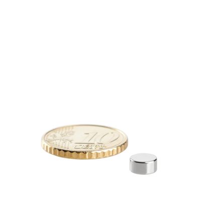 Imanes de neodimio con forma de disco 6 mm x 3 mm | N45, axial (paralelo a la altura)