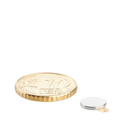 Imanes de neodimio con forma de disco, autoadhesivos null | 8 mm x 1 mm | null