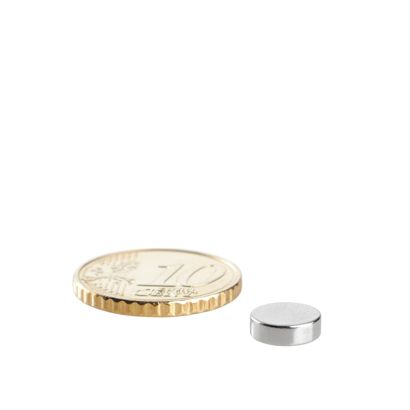 Imanes de neodimio con forma de disco 8 mm x 3 mm | N35, axial (paralelo a la altura)