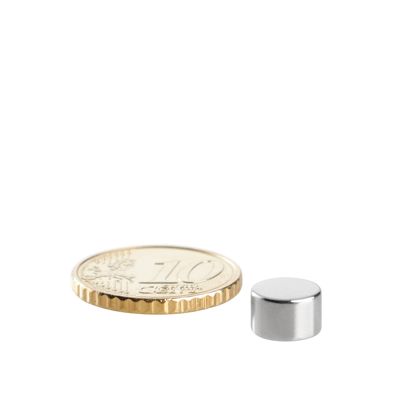 Imanes de neodimio con forma de disco 8 mm x 5 mm   | N45, axial (paralelo a la altura) 