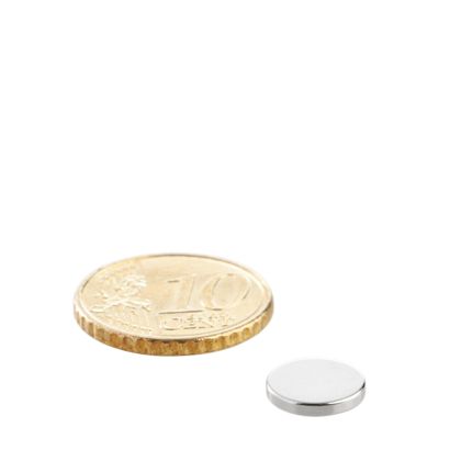 Imanes de neodimio con forma de disco 9,5 mm x 1,5 mm   | N35, axial (paralelo a la altura) 