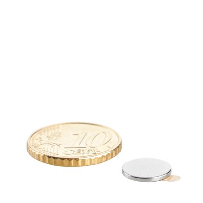 Imanes de neodimio con forma de disco, autoadhesivos 10 mm x 1 mm  | plata  | 3M 467 
