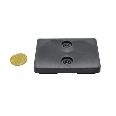 Imán revestido de goma con 2 agujeros roscados, rectangular 70 x 50 x 13 mm, 29 kg de fuerza de sujeción null | 2x M5x4,9 mm | 29 kg