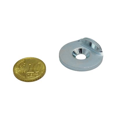 Disco de metal con borde de parada 90°, con agujero avellanado, 27 mm de diámetro 